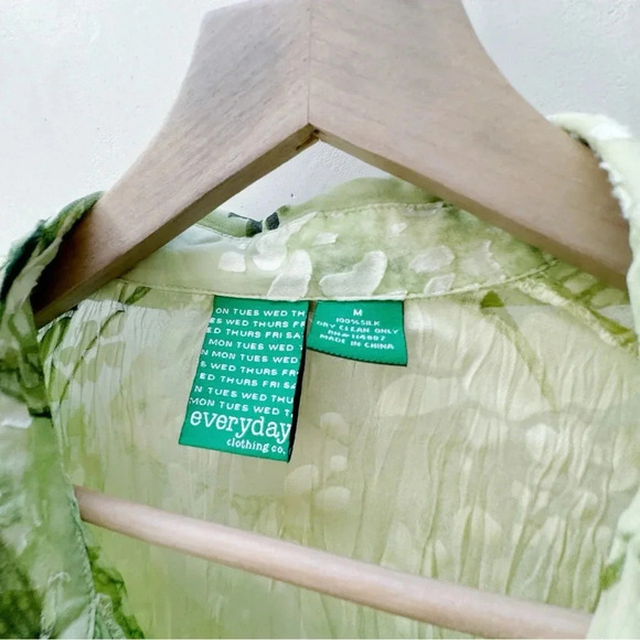 Sheer Pure Silk Y2K Fairy Core Blouse in Keylime Green Medium - Picture 9 of 10